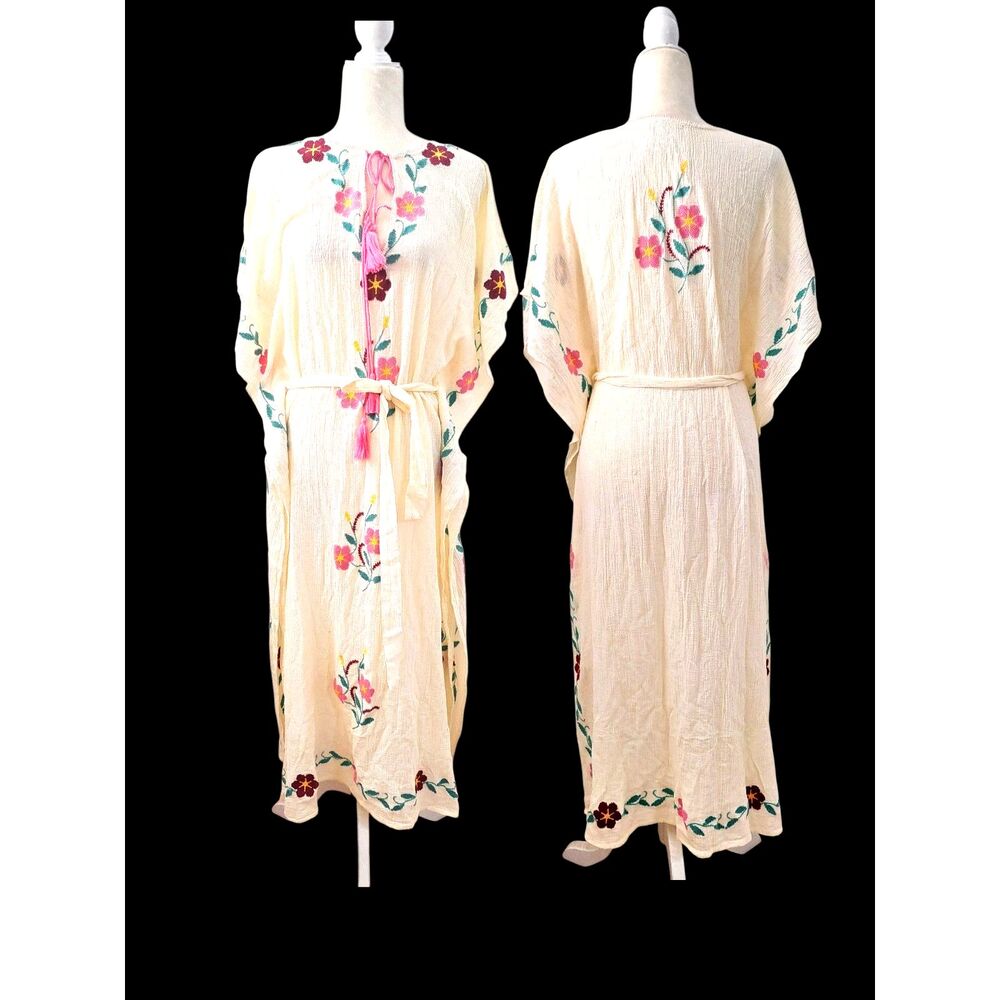 Blue Boheme Women's Cover Dress Boho Embroidered Vacation Travel OS ( M/L)
